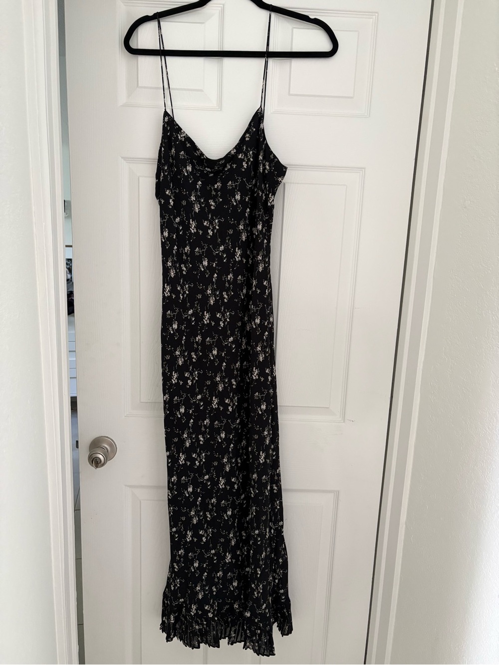 NWOT Reformation Black Floral Slip Maxi Dress
